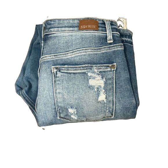 Judy Blue Denim - Judy Blue Jeans Womens 5/27 Blue Sraight Fit Distressed Ripped Stretch JB82436MD